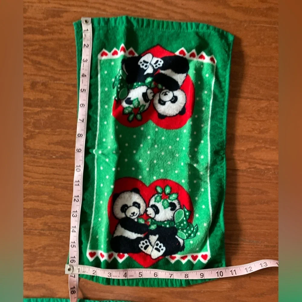 Vintage Franco Kitchen Towels Panda Bears Christmas made in Japan 1980’s